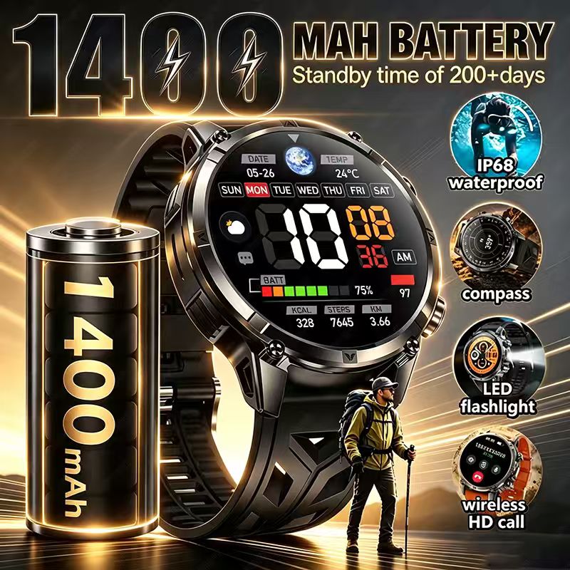 Novo smartwatch militar de det - Outdoor Lighting Wireless avaliação e preço