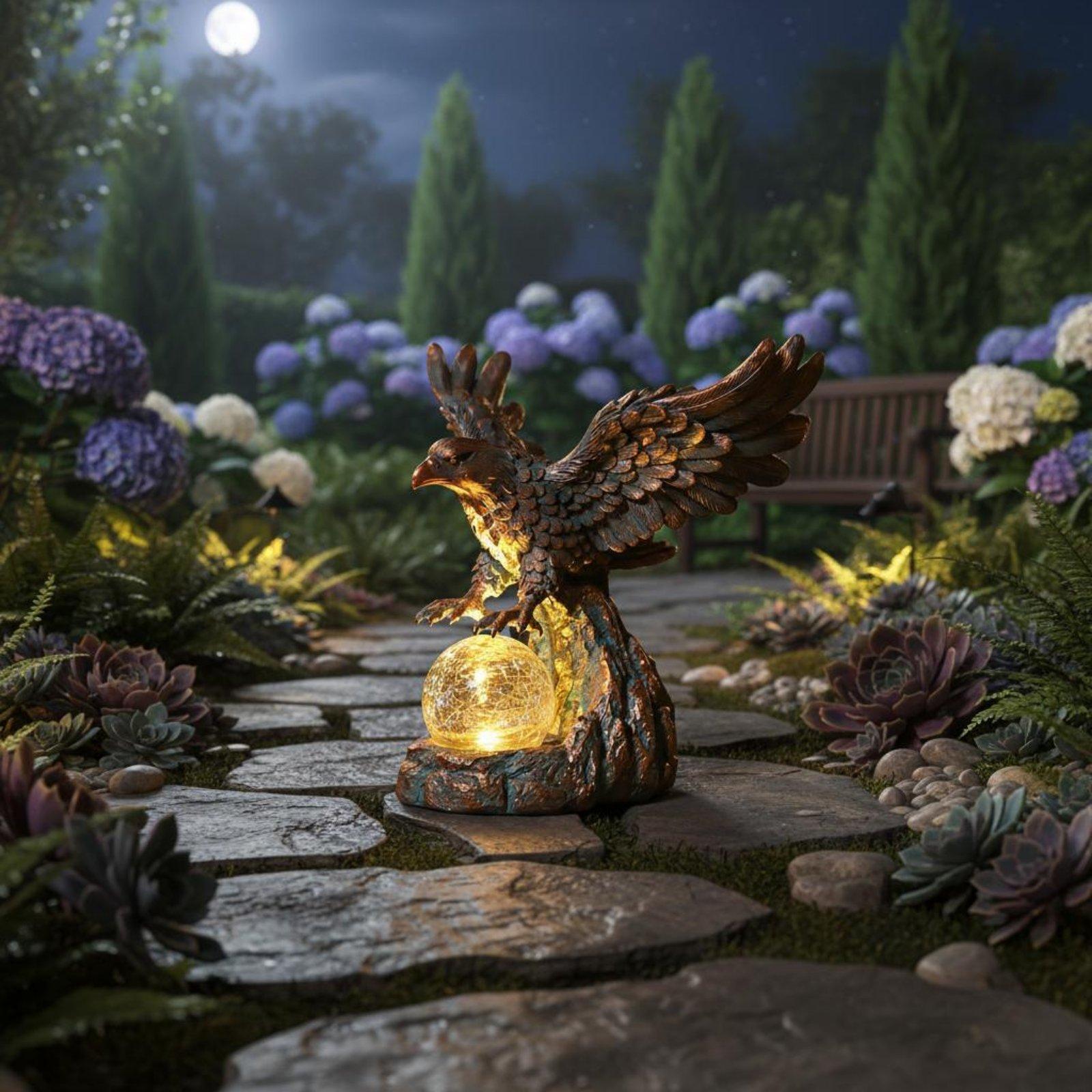 Luz de estátua Solar Eagle à p - Outdoor Lighting Pathway avaliação e preço